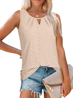 Women's Summer Keyhole Neck Pleated Tank Tops
