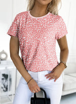 Women's Cheetah Print Crew Neck Short Sleeve T Shirt