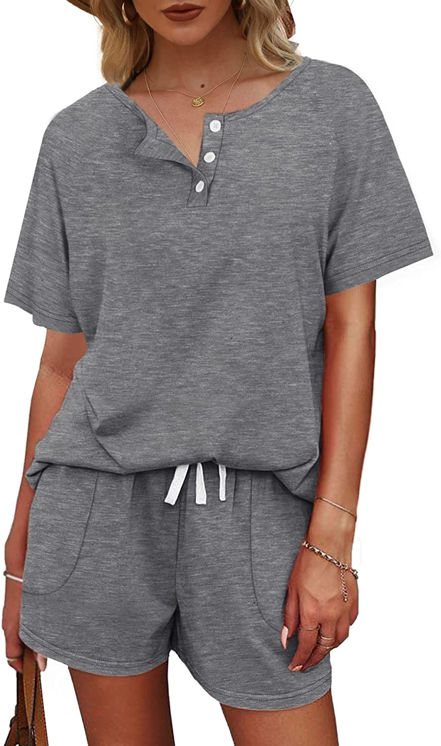 Basic Casual Short Sleeves Outfit 2 Pieces Set