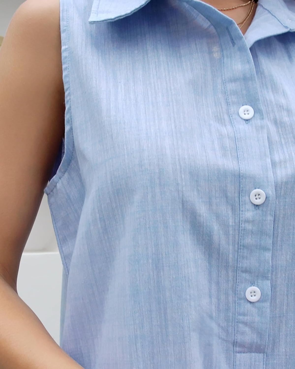 Women's Sleeveless Button Dwon Shirt Dress