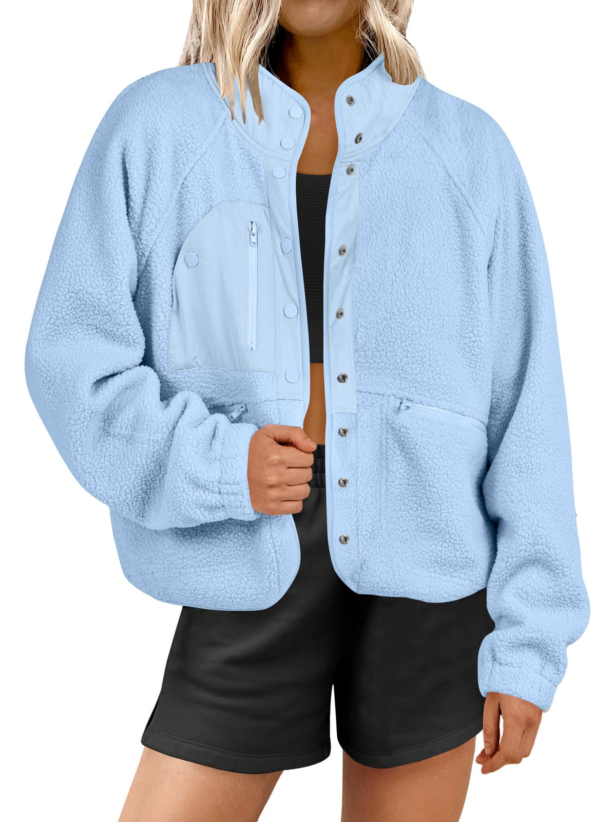 Women'sButton Down Fuzzy Fleece Jacket