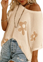 Women's Floral Short Sleeve Crocheted Cover-Up