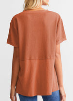Women's CasualWaffle Knit Short Sleeve Top