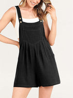 Button Adjustable Big Pocket Short Romper