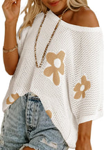 Women's Floral Short Sleeve Crocheted Cover-Up