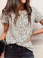 Women's Cheetah Print Crew Neck Short Sleeve T Shirt