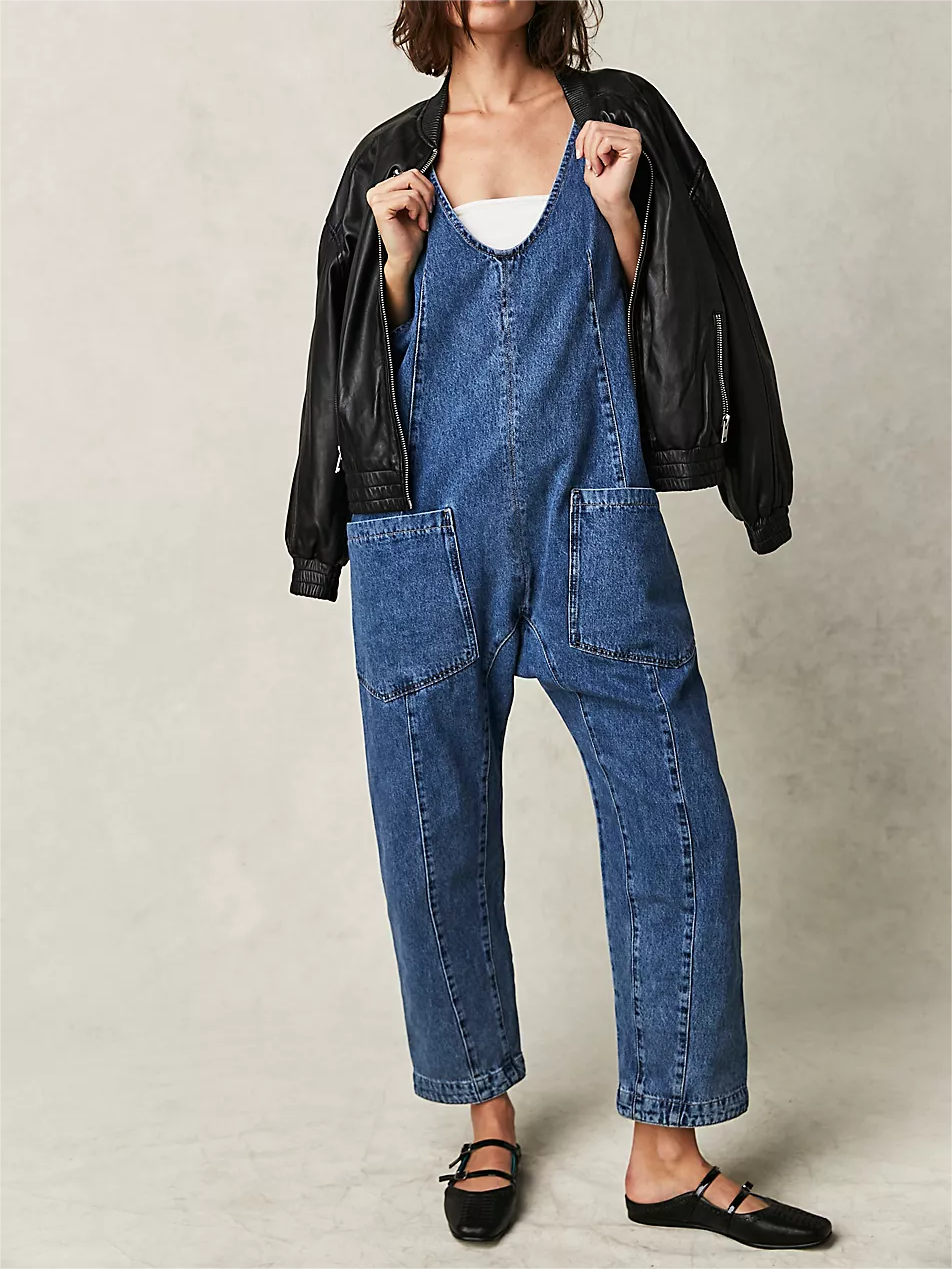 Women's Denim Jumpsuit With Pockets
