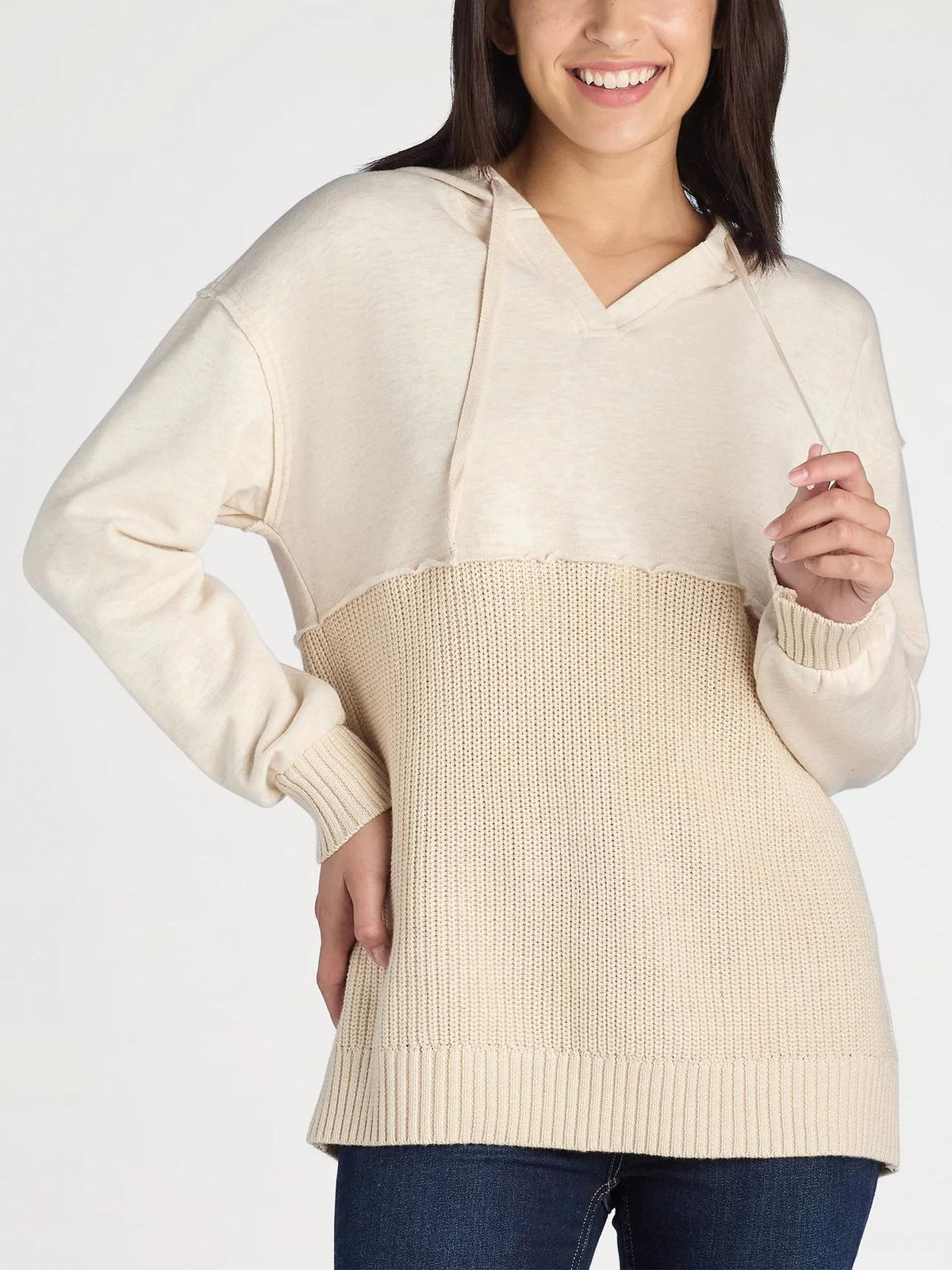 Women's Casual Mix Media Hoodie