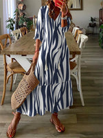 Abstract Print V-neck Half Sleeve Maxi Dress