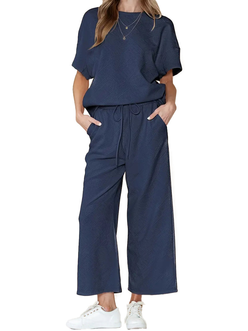 Women's Two Piece Textured Sports Casual Suit