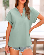Women's V Neck Loose Flowing Shirt Top