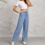 Wide-leg High-rise Drawstring Jeans