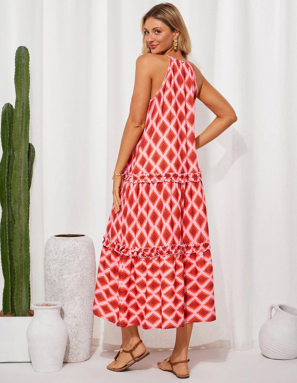 Women's Halter Neck Floral Print Vacation Dress