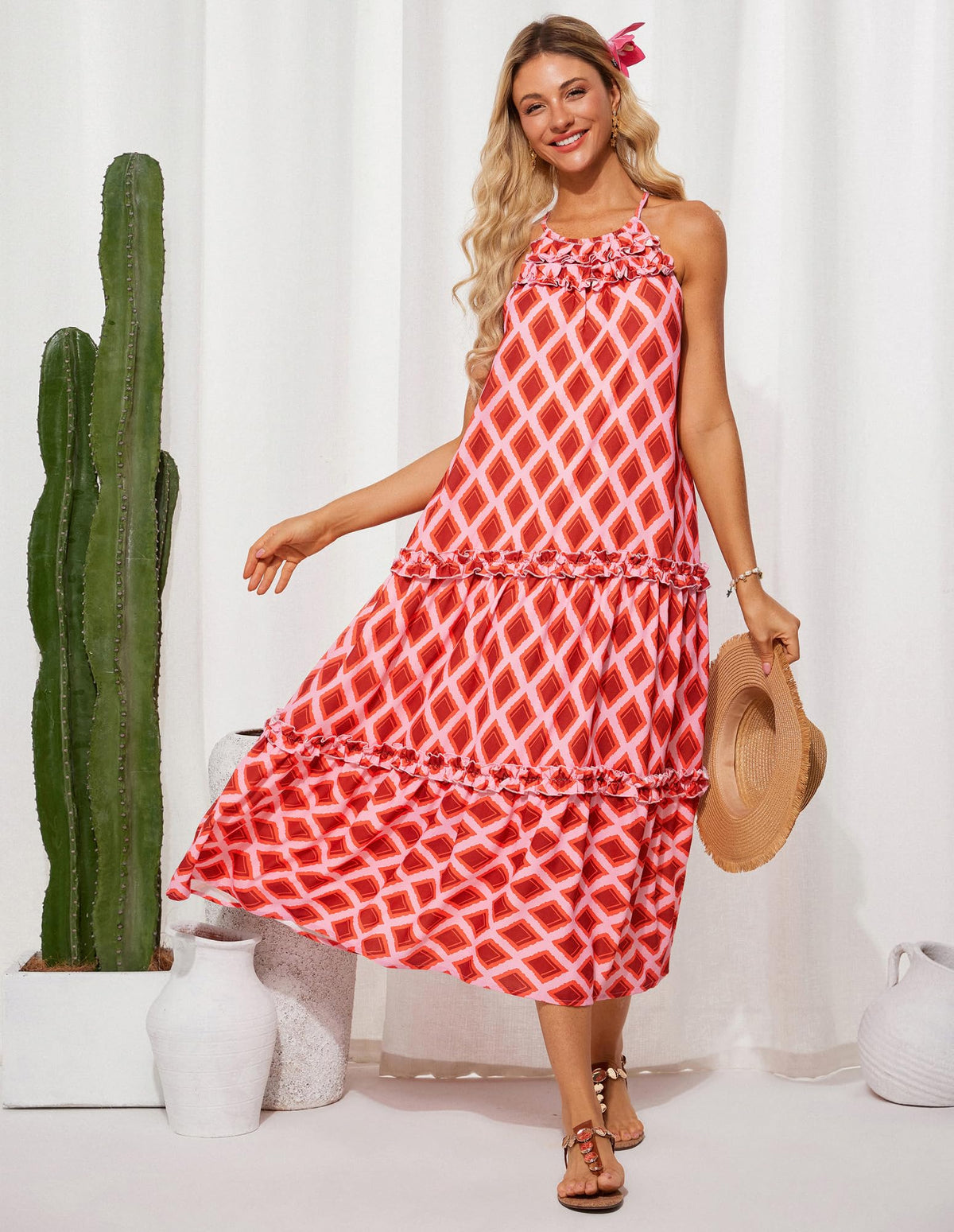 Women's Halter Neck Floral Print Vacation Dress