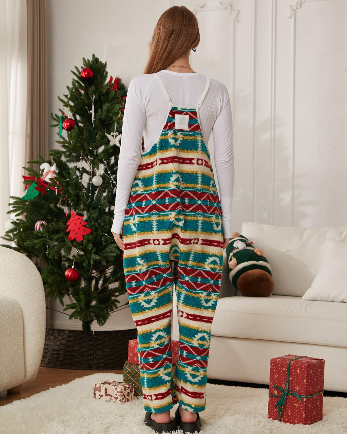 Women's Adjustable Strap Fleece Jumpsuit