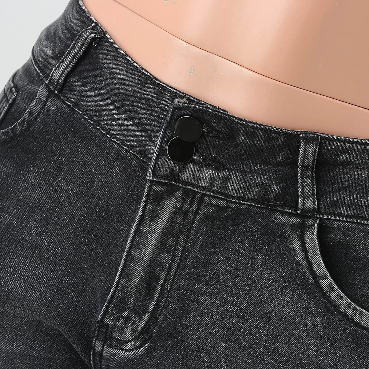 Women's Solid Color Straight High Waist Stretch Slim Jeans High Fashion