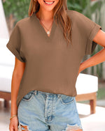 Women's V Neck Loose Flowing Shirt Top
