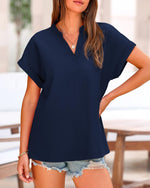 Women's V Neck Loose Flowing Shirt Top