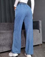 Wide-leg High-rise Drawstring Jeans