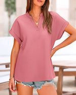 Women's V Neck Loose Flowing Shirt Top