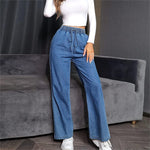 Wide-leg High-rise Drawstring Jeans