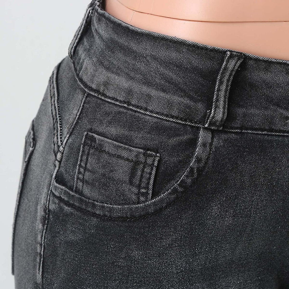 Women's Solid Color Straight High Waist Stretch Slim Jeans High Fashion