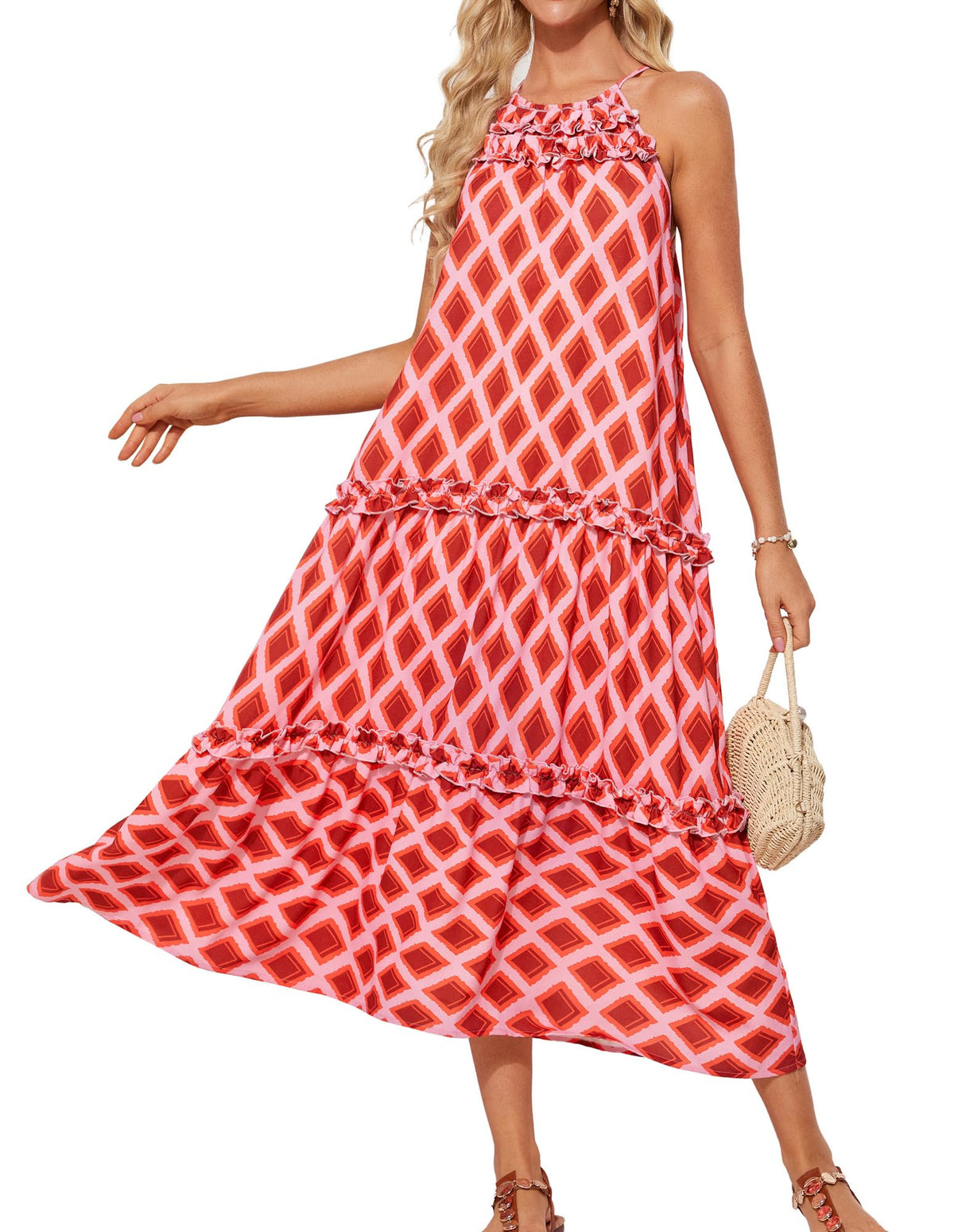 Women's Halter Neck Floral Print Vacation Dress