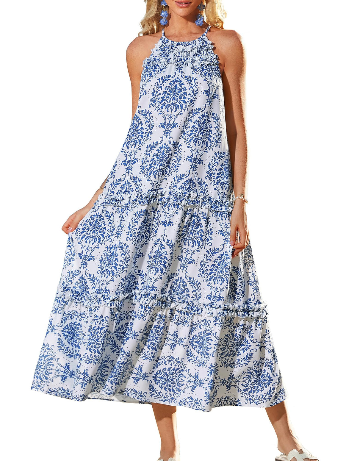 Women's Halter Neck Floral Print Vacation Dress