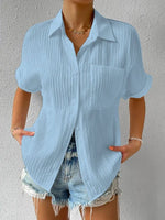 New Shirt Collar Casual Buttoned Loose Blouse