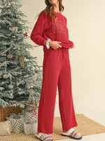 Women's Christmas Jolly Ribbed Lounge Set