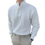 Gentleman's Simple Stand-up Collar Long Sleeved Polo Shirt