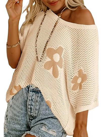 Summer 2026 Short Sleeve Floral Crochet Tops