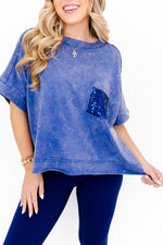 Women's Mineral Wash Sparkle Pocket Boxy T-shirts