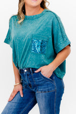 Women's Mineral Wash Sparkle Pocket Boxy T-shirts