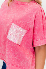 Women's Mineral Wash Sparkle Pocket Boxy T-shirts