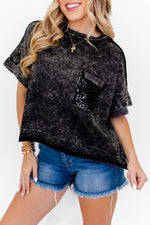 Women's Mineral Wash Sparkle Pocket Boxy T-shirts