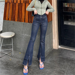 Split Bootcut Frayed Jeans