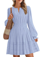 Women's Tiered Ruffle Hem V-Neck Dress
