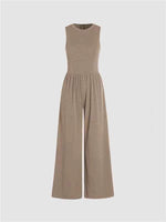 Women's Solid Sleeveless Wide Leg Jumpsuit