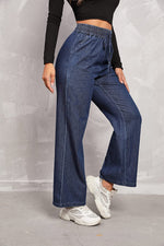 Wide-leg High-rise Drawstring Jeans