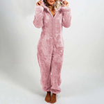 Women's Pajamas Furry Zipper Jumpsuit Hooded Pajamas