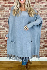 Thread Of Streamlined Large Bat Sleeve Knit Sweater