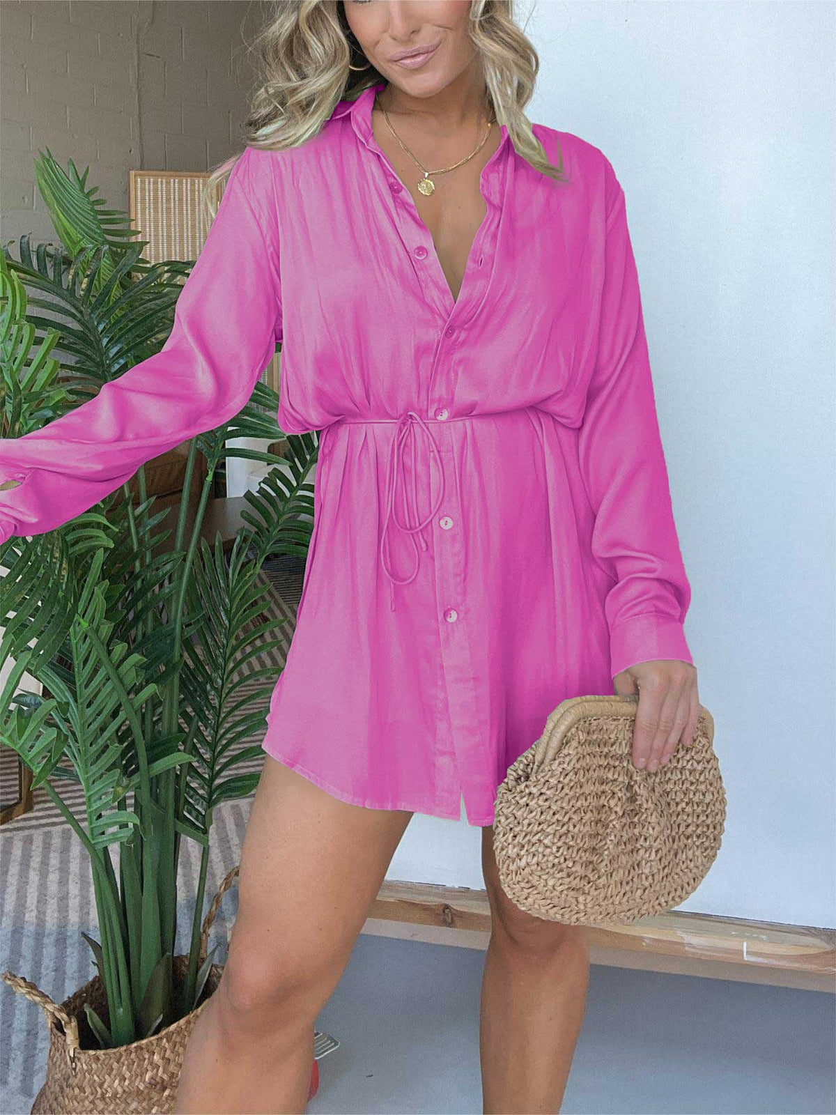 Women's Satin Covered Nights Romper Dress Set