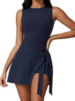 Womens Tennis Dress Sleeveless Wrap Skirt Built in Shorts