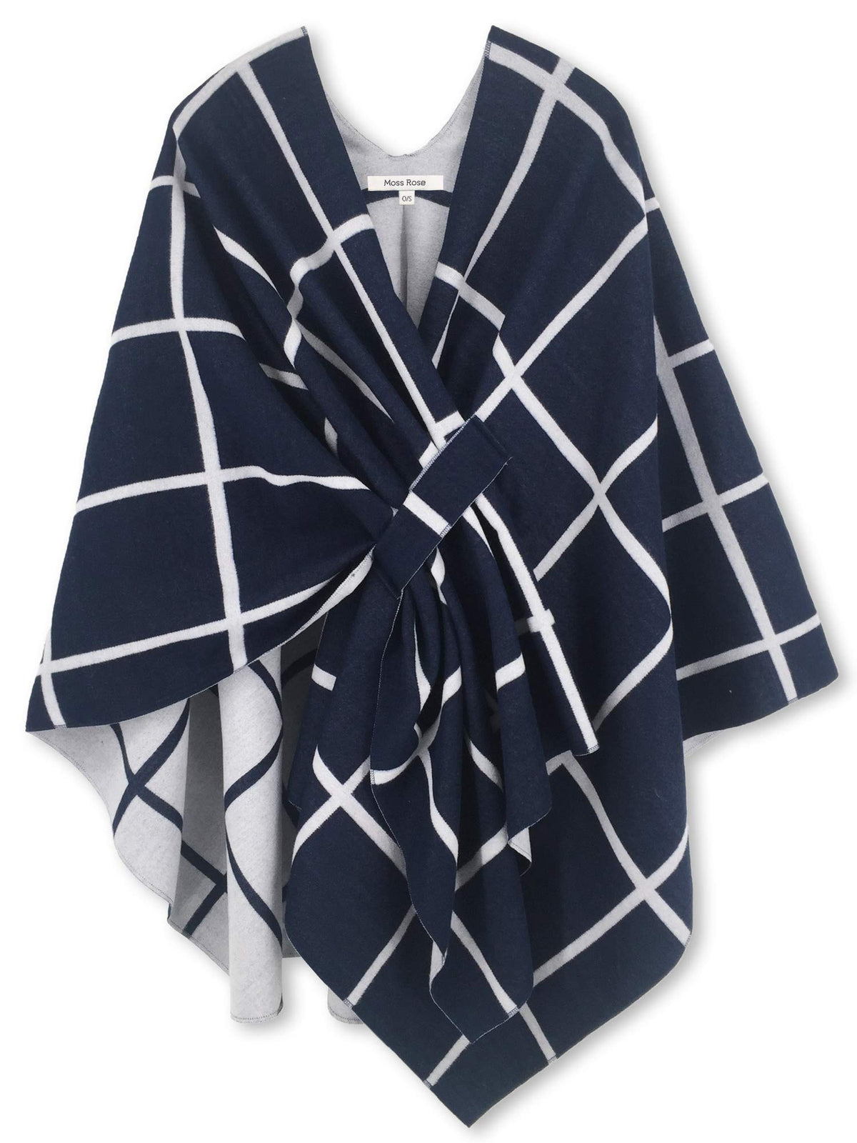 Women's Windowpane Reversible Capes Cardigan Shawls