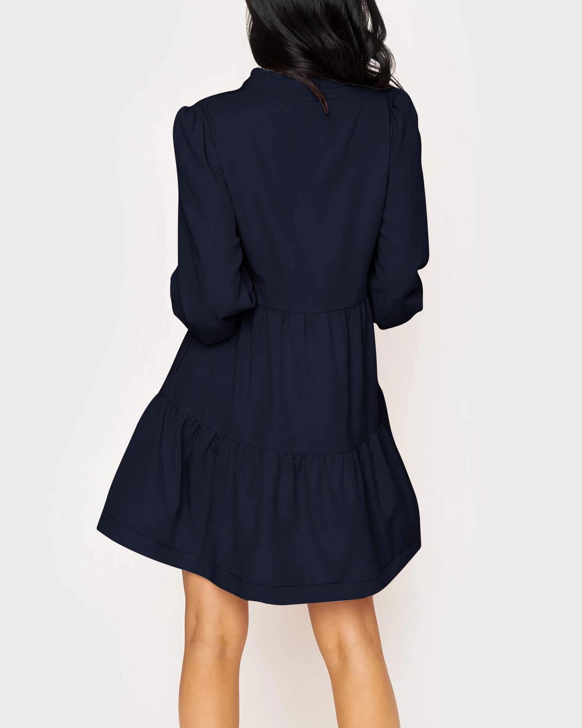 Women's V-Neck Long Sleeve Ruffle Tiered Dress