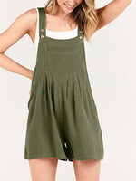 Button Adjustable Big Pocket Short Romper