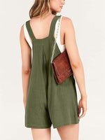 Button Adjustable Big Pocket Short Romper