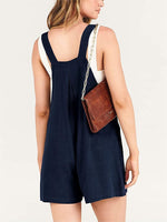 Button Adjustable Big Pocket Short Romper