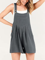 Button Adjustable Big Pocket Short Romper